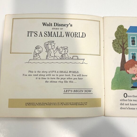 IT'S A SMALL WORLD WITH THE SONG WALT DISNEY 1968 7" VINYL RECORD & BOOK #323 - Picture 6 of 6